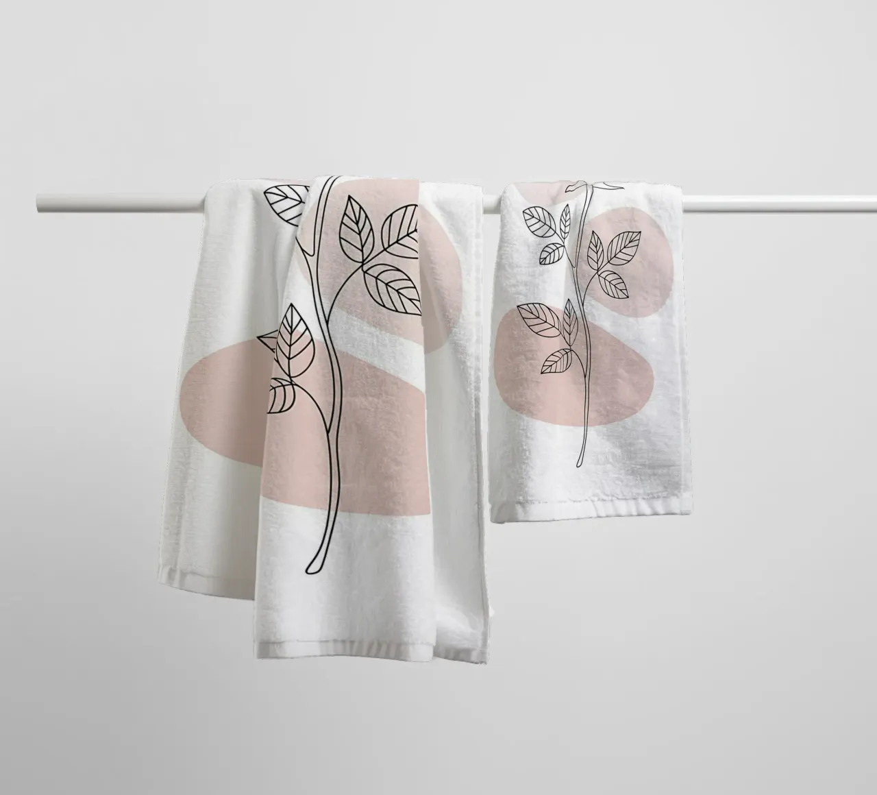 Elegant rose in a continuous line and abstract shapes towel by Plain Thoughts
