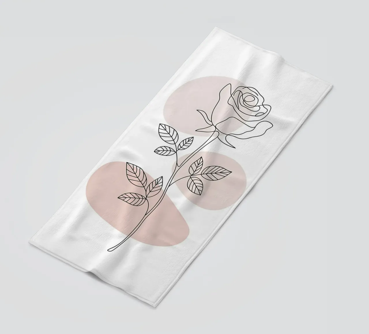 Elegant rose in a continuous line and abstract shapes beach towel by Plain Thoughts