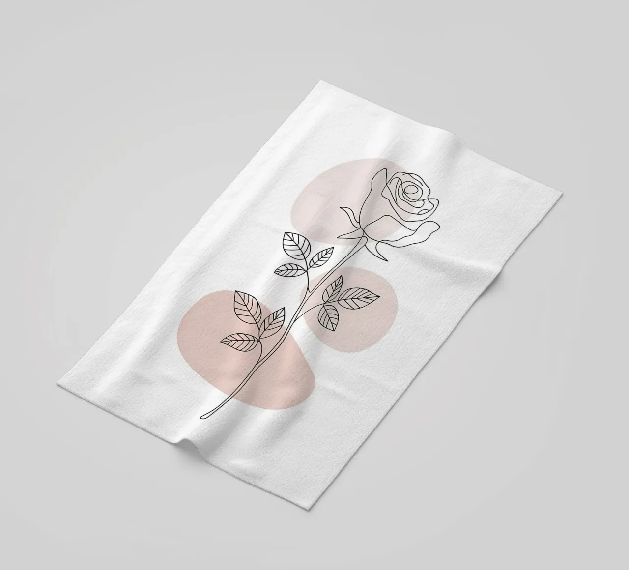 Elegant rose in a continuous line and abstract shapes beach towel by Plain Thoughts