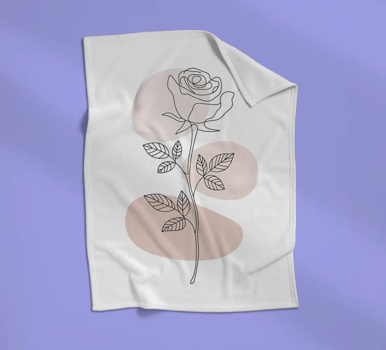 Elegant rose in a continuous line and abstract shapes fleece blanket by Plain Thoughts