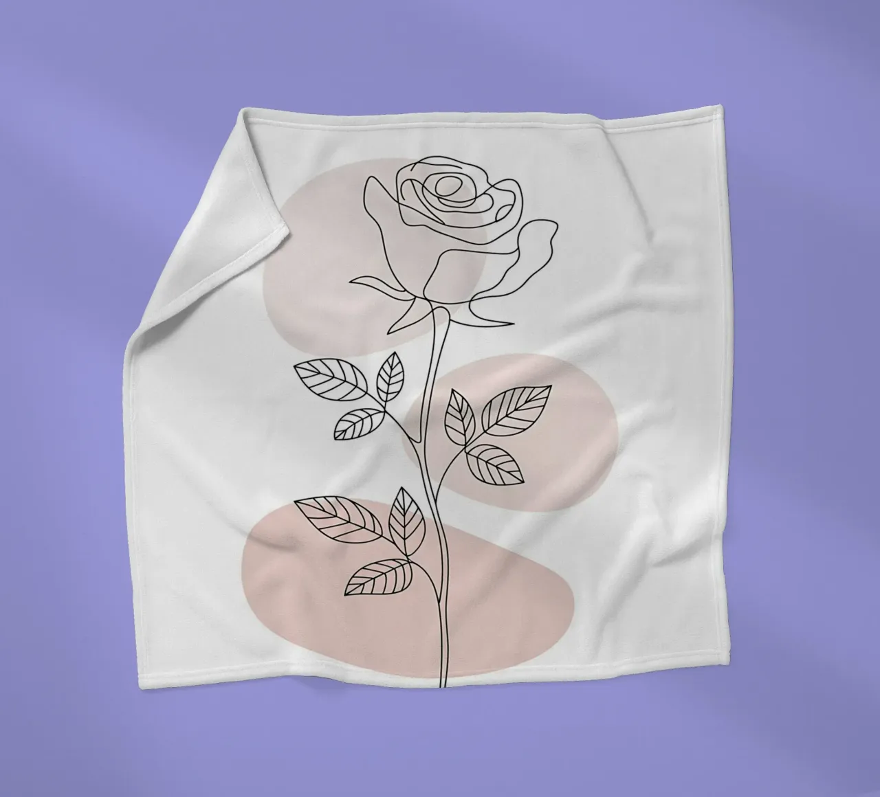 Elegant rose in a continuous line and abstract shapes fleece blanket by Plain Thoughts