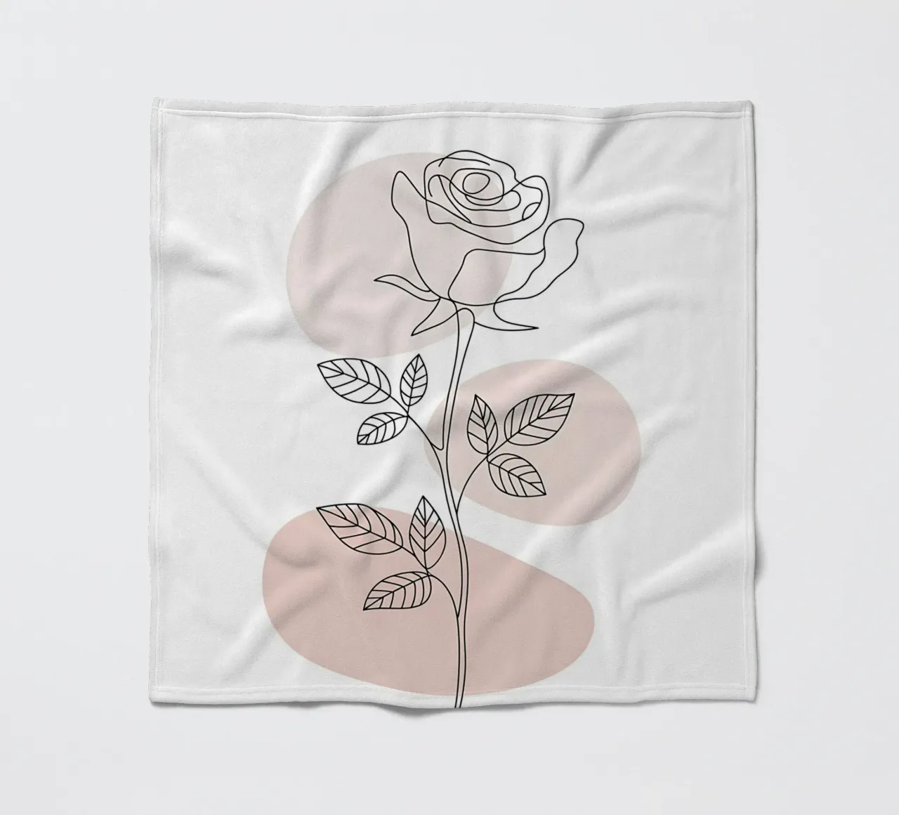 Elegant rose in a continuous line and abstract shapes fleece blanket by Plain Thoughts