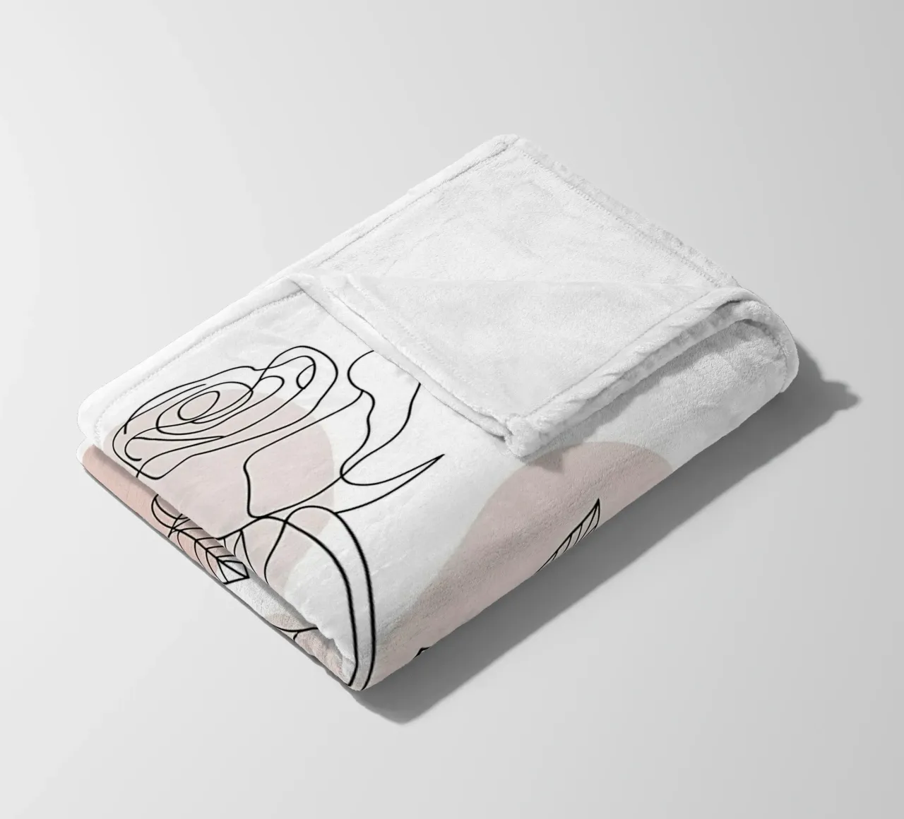 Elegant rose in a continuous line and abstract shapes fleece blanket by Plain Thoughts
