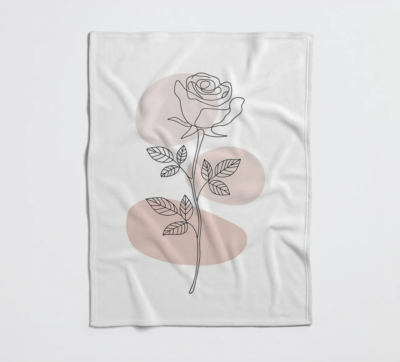 Elegant rose in a continuous line and abstract shapes fleece blanket by Plain Thoughts