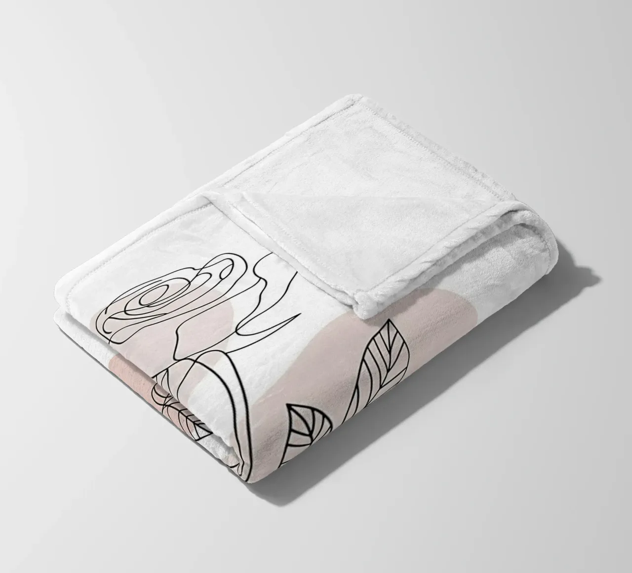 Elegant rose in a continuous line and abstract shapes fleece blanket by Plain Thoughts