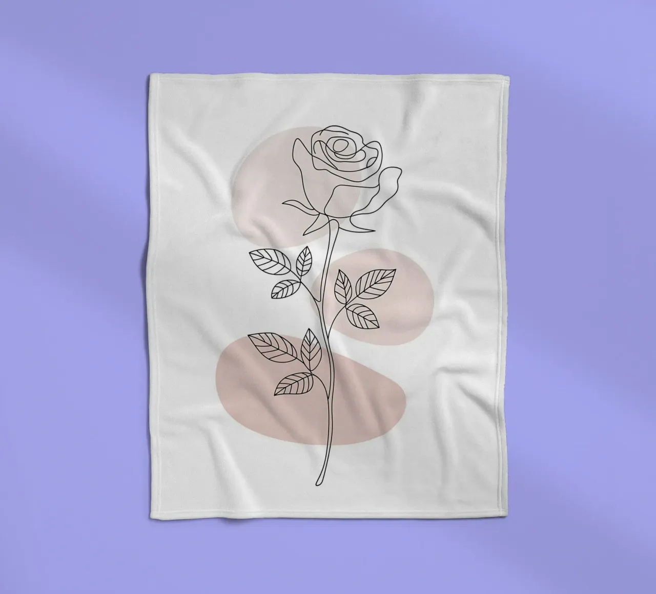 Elegant rose in a continuous line and abstract shapes fleece blanket by Plain Thoughts