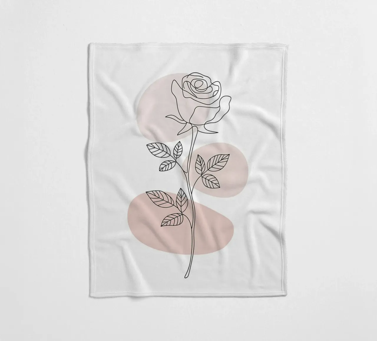 Elegant rose in a continuous line and abstract shapes fleece blanket by Plain Thoughts