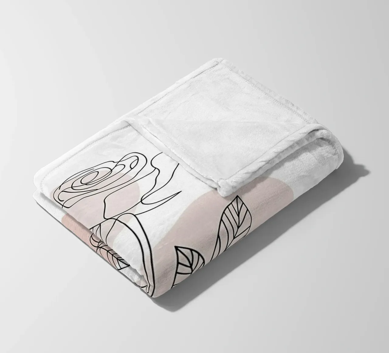 Elegant rose in a continuous line and abstract shapes fleece blanket by Plain Thoughts