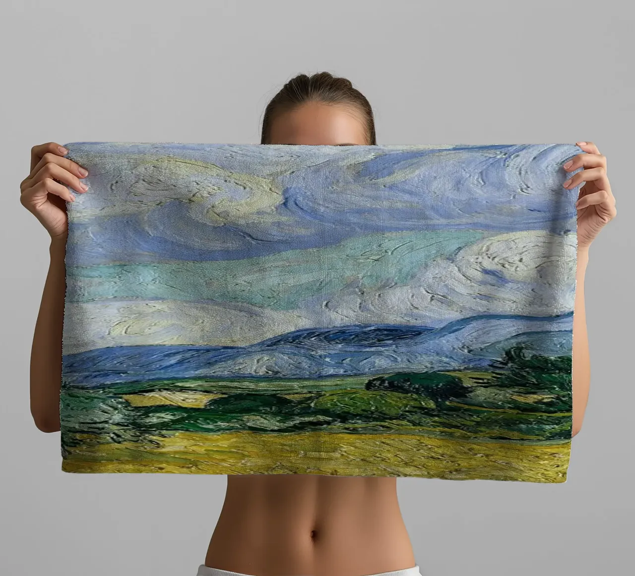 Wheat Field with Cypresses - Vincent van Gogh towel by Sylviepaint