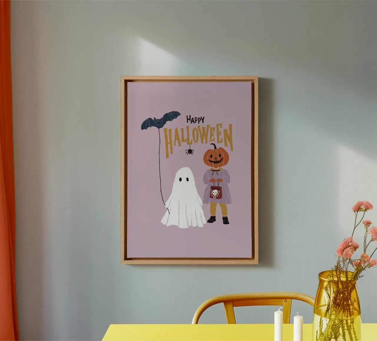 Happy Halloween tela con Cornice a cassetta da modeern