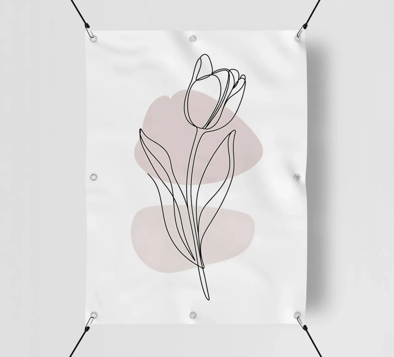 Tulipano moderno dalla linea continua e dalle forme rosa nude telo in pvc da Plain Thoughts