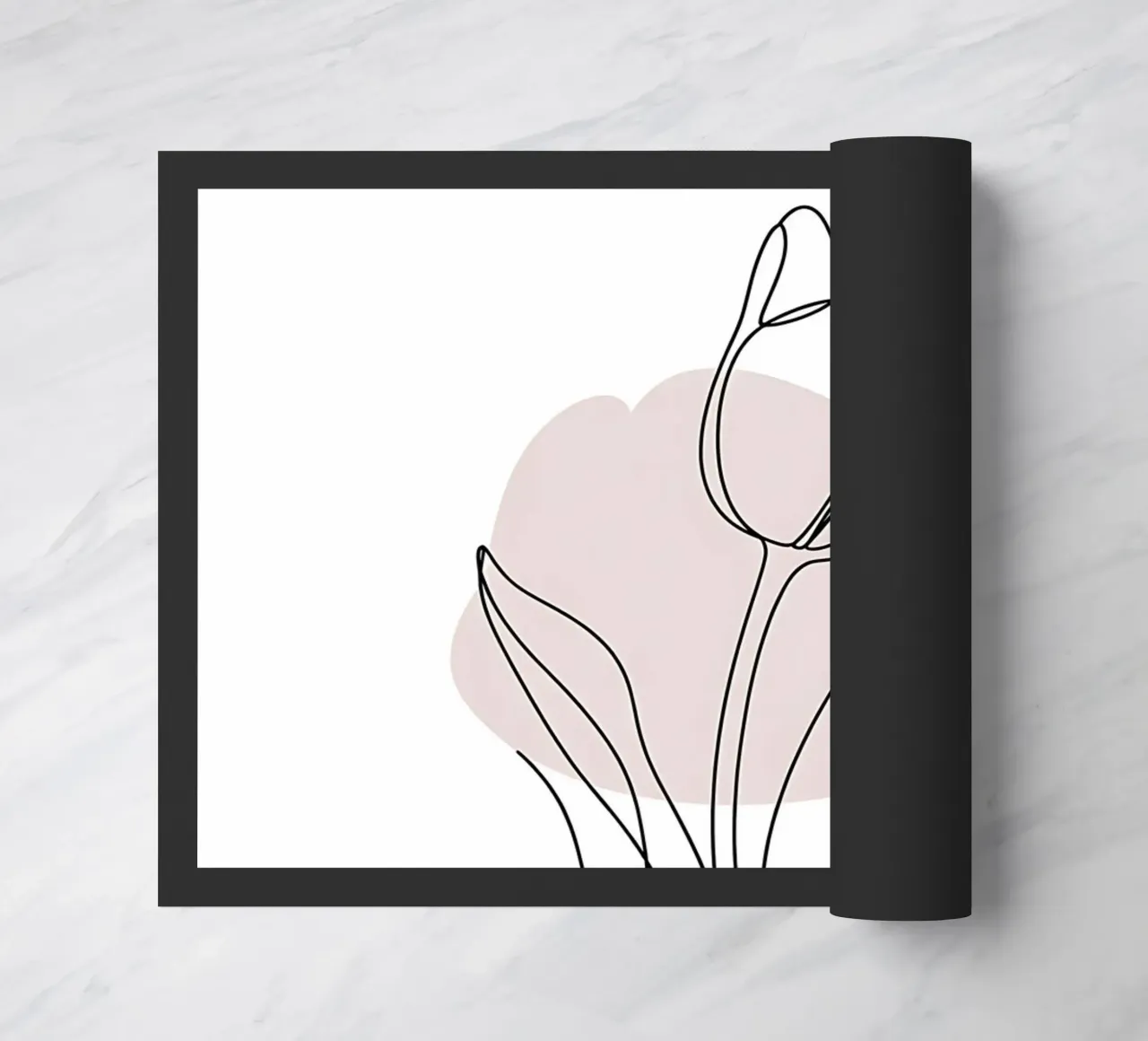 Modern tulip in a continuous line and nude pink shapes doormat by Plain Thoughts