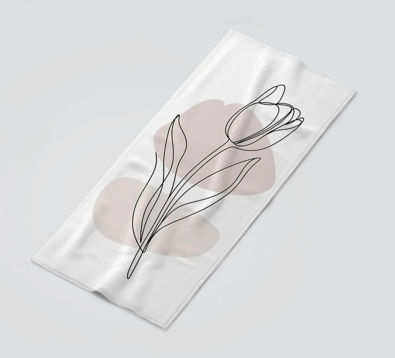 Tulipano moderno dalla linea continua e dalle forme rosa nude telo mare da Plain Thoughts