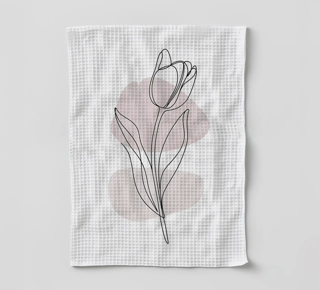 Tulipano moderno dalla linea continua e dalle forme rosa nude canovaccio da cucina da Plain Thoughts