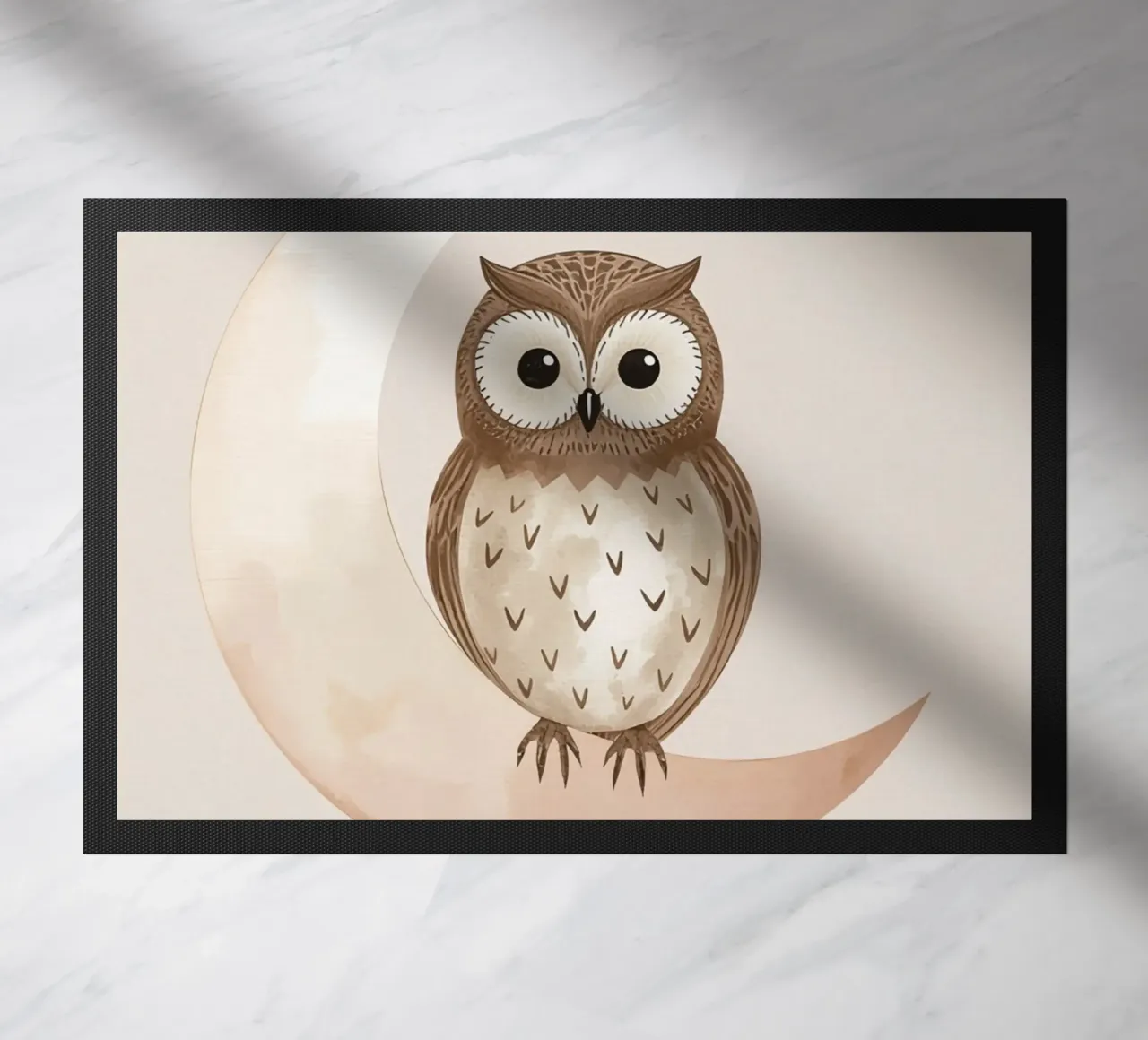 Un simpatico gufo sulla luna zerbino da DesignDoodle
