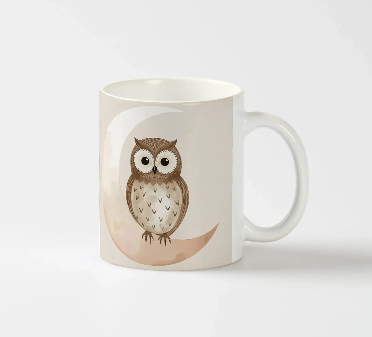 Un simpatico gufo sulla luna tazza in ceramica da DesignDoodle