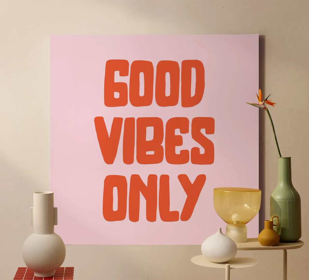 Good Vibes Only canvas with Floater frame by PurePeachStudio