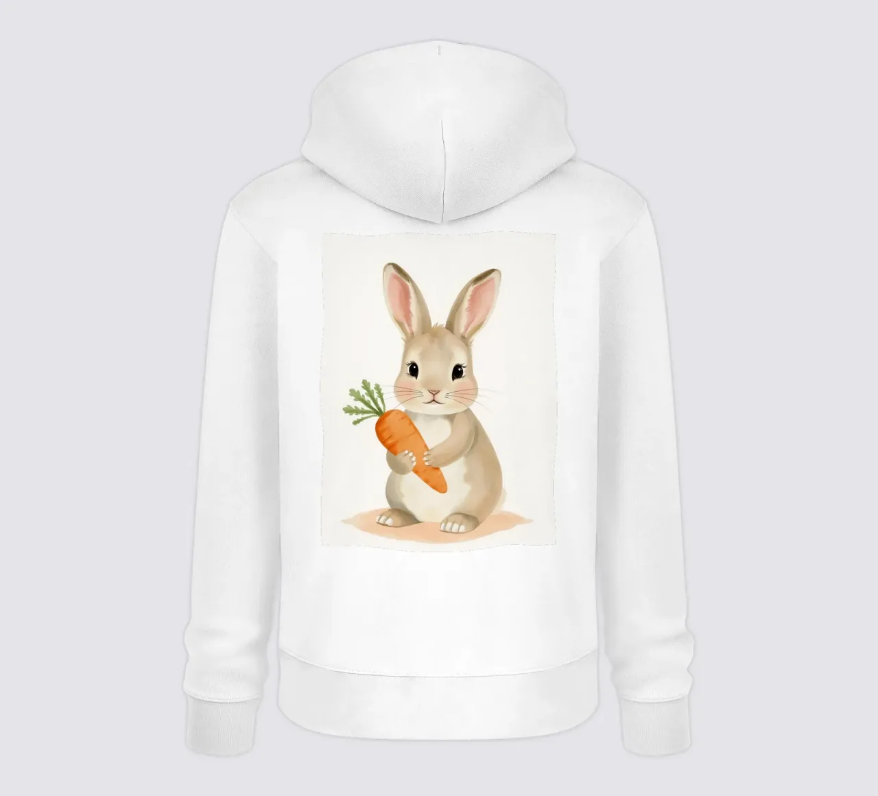 Conejita asustada abrazando su zanahoria sudadera con capucha de DesignDoodle