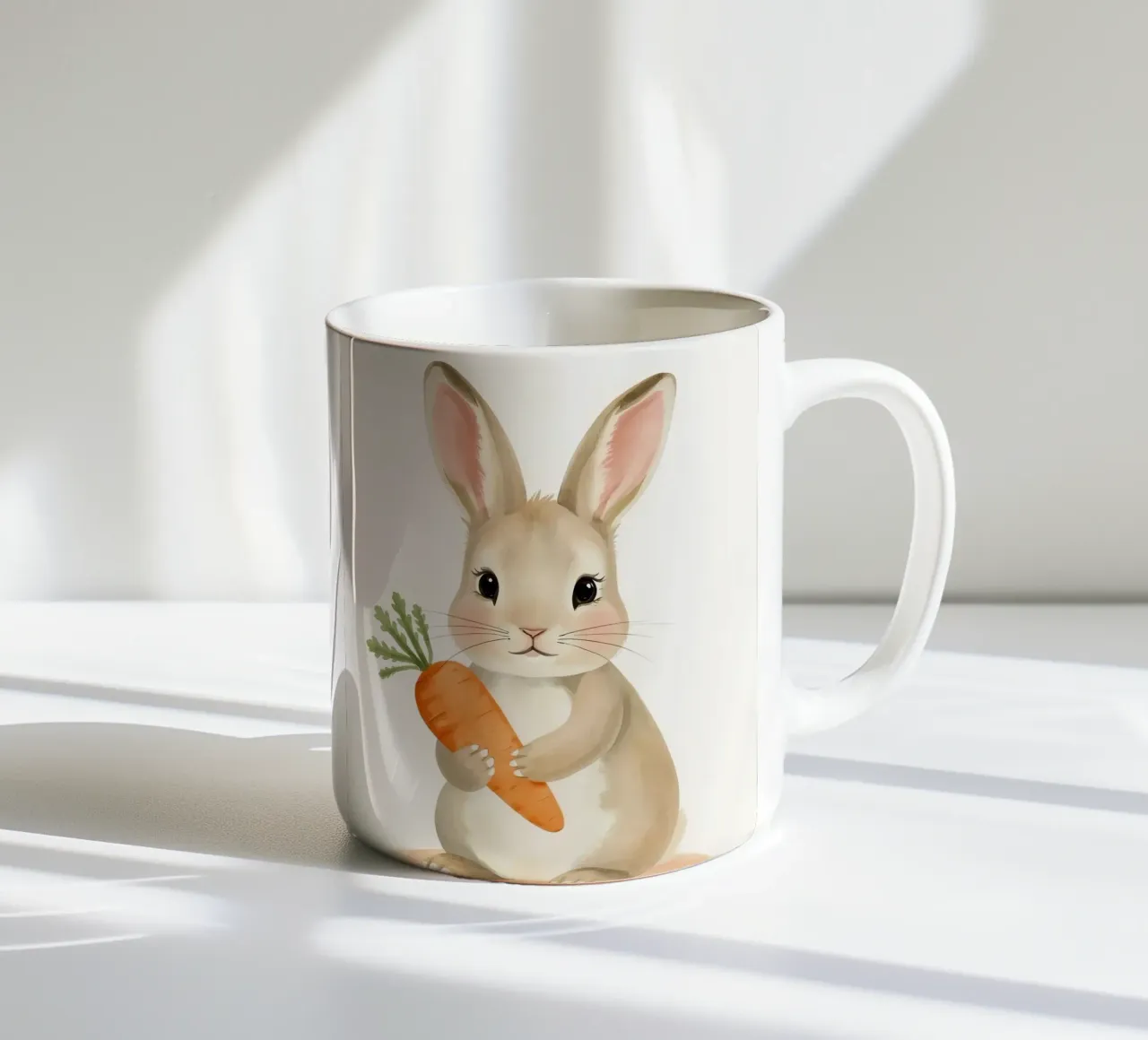 Verängstigtes Kaninchen umarmt ihre Karotte Keramik Tasse von DesignDoodle