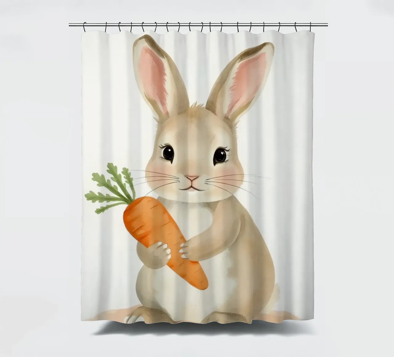 Verängstigtes Kaninchen umarmt ihre Karotte Duschvorhang von DesignDoodle