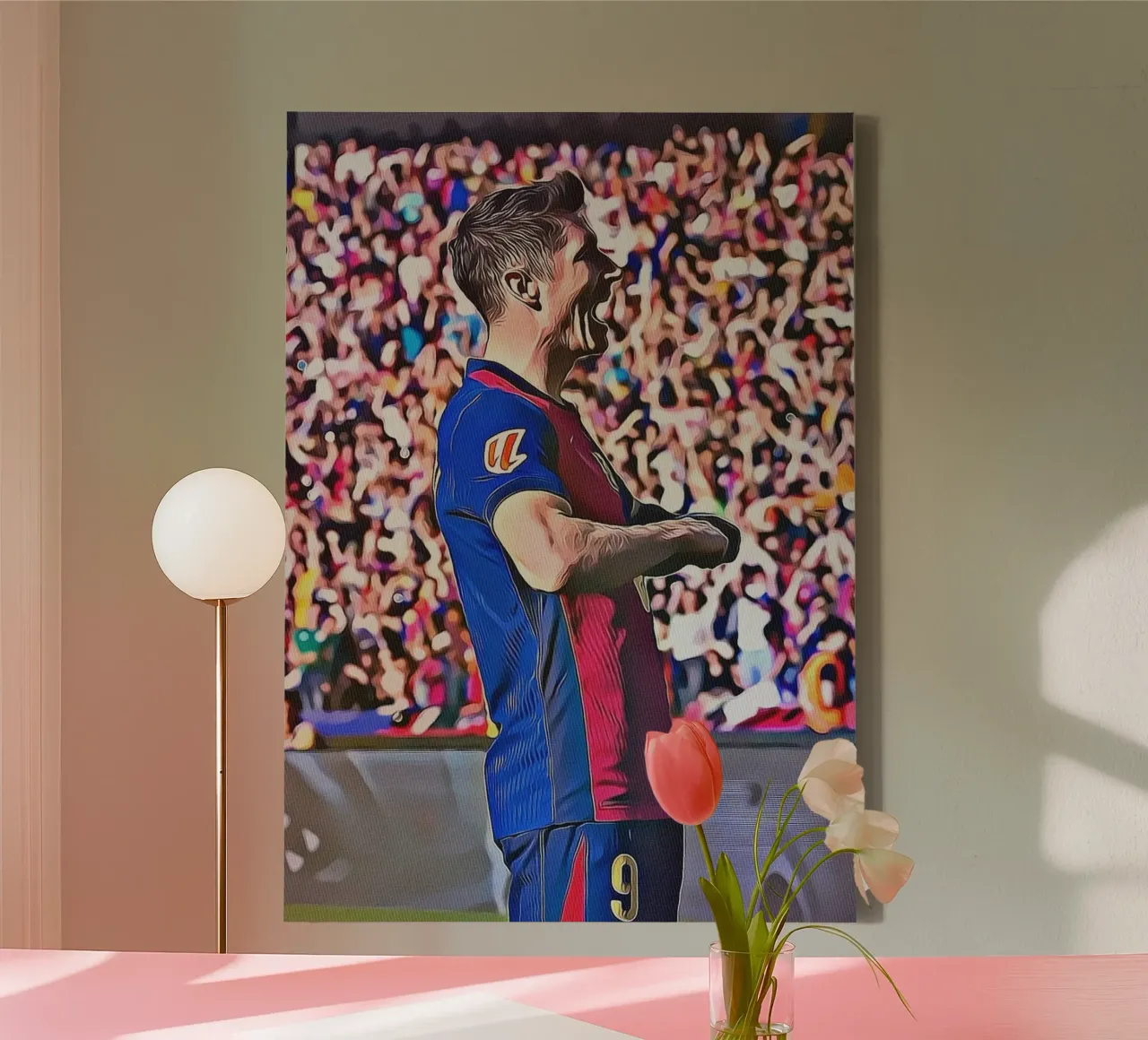 Lewandowski Iconic Celebration Barcellona Maglia Numero 9 Pos tela con Cornice a cassetta da ArdanART