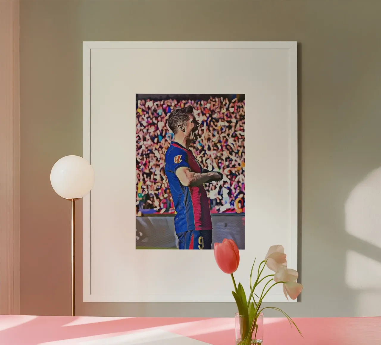 Lewandowski Iconic Celebration Barcellona Maglia Numero 9 Pos poster con telaio in alluminio da ArdanART