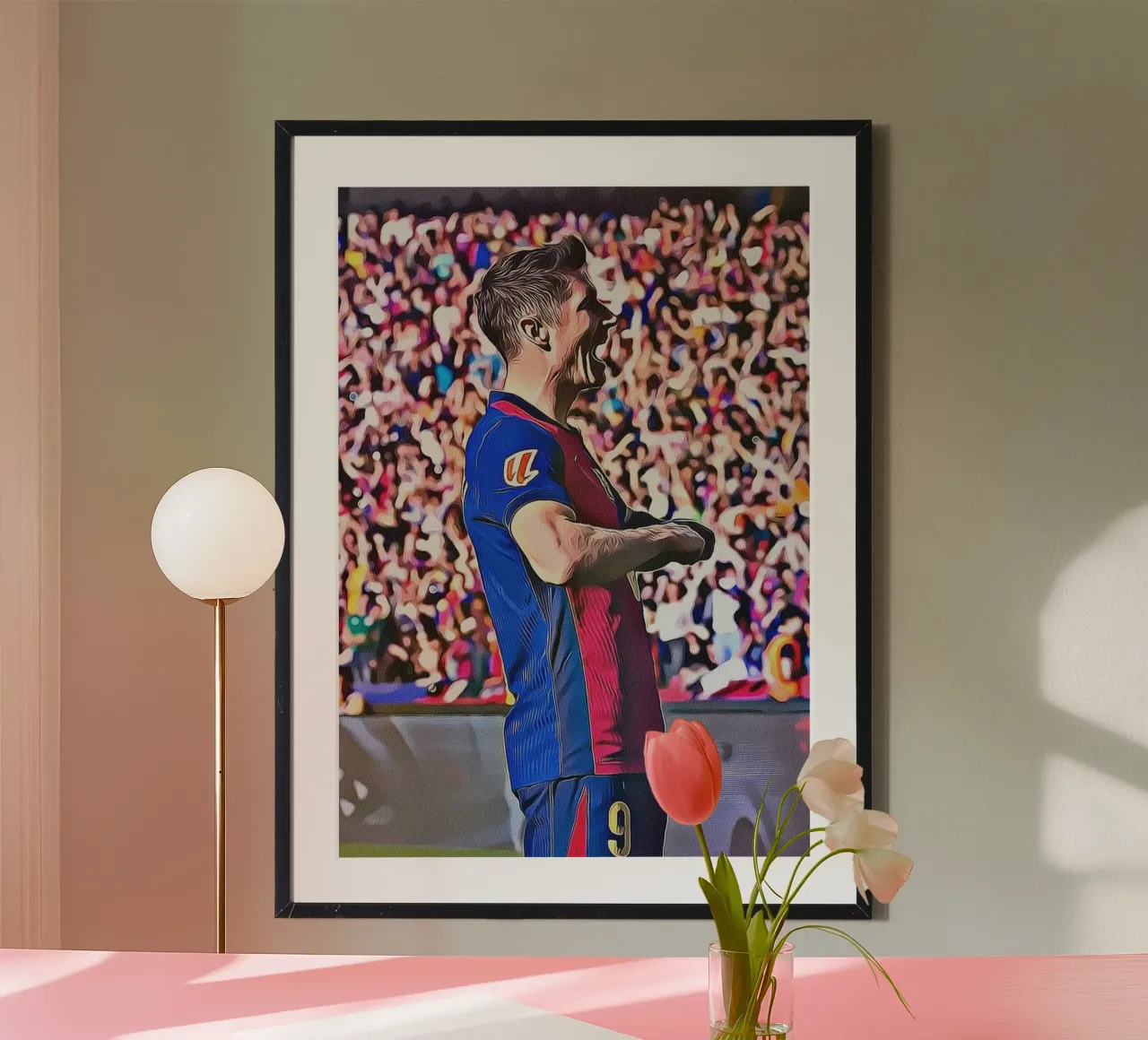 Lewandowski Iconic Celebration Barcellona Maglia Numero 9 Pos poster con telaio in alluminio da ArdanART