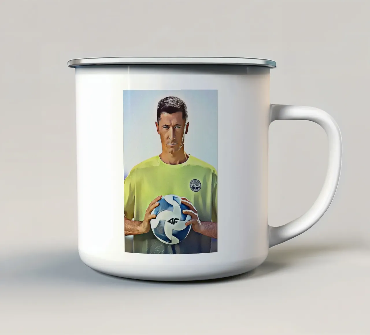 Lewandowski Focus con palla Allenamento Maglia Gialla Poster tazza in smalto da ArdanART