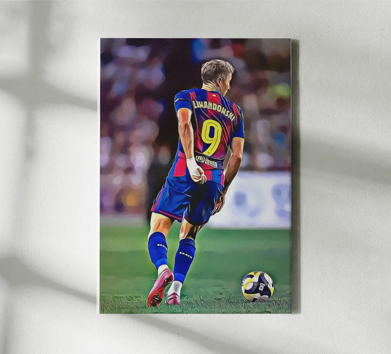 Lewandowski vista posteriore Maglia Barcellona numero 9 Poster tela con Cornice a cassetta da ArdanART
