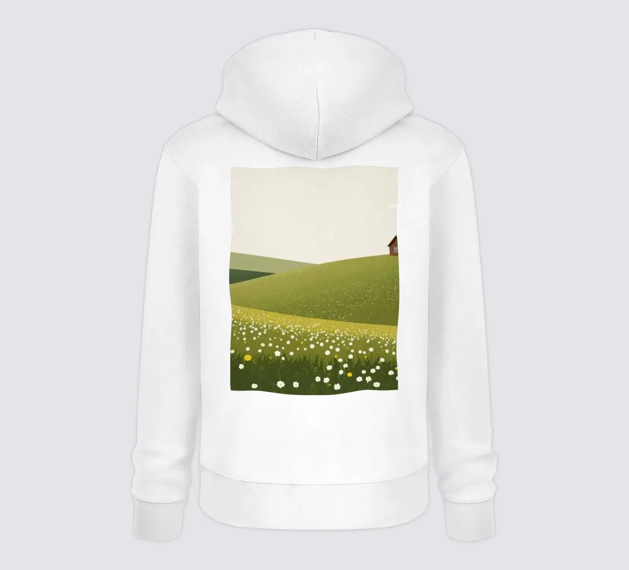 Cabina in cima a una collina di fiori selvatici felpa con cappuccio da DesignDoodle