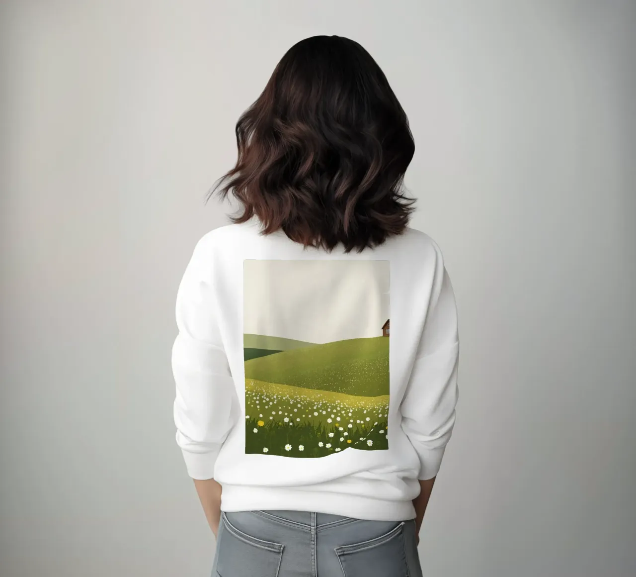 Cabina in cima a una collina di fiori selvatici felpa da DesignDoodle