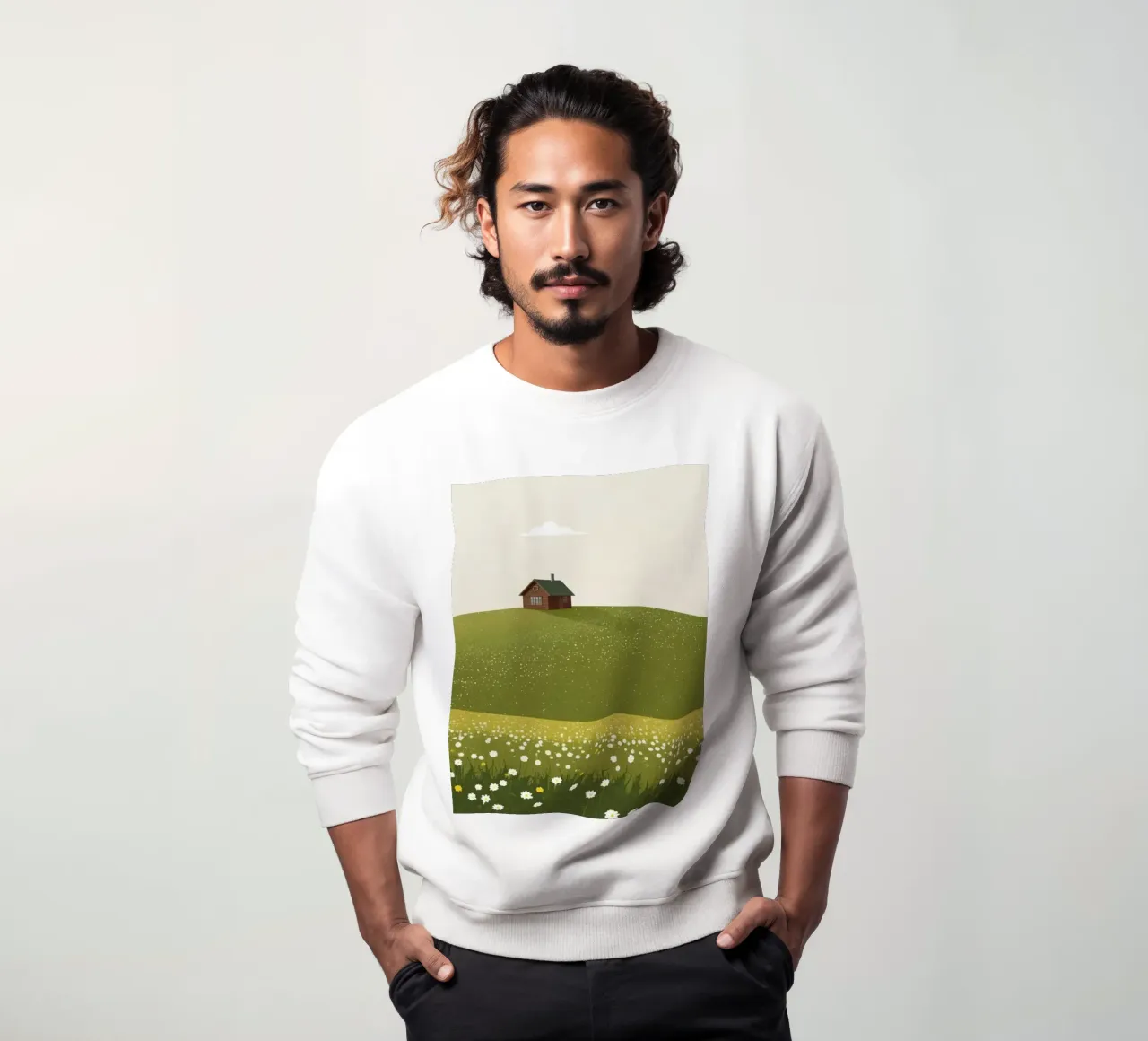 Cabina in cima a una collina di fiori selvatici felpa da DesignDoodle