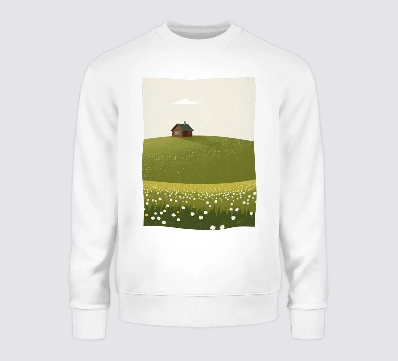 Cabina in cima a una collina di fiori selvatici felpa da DesignDoodle