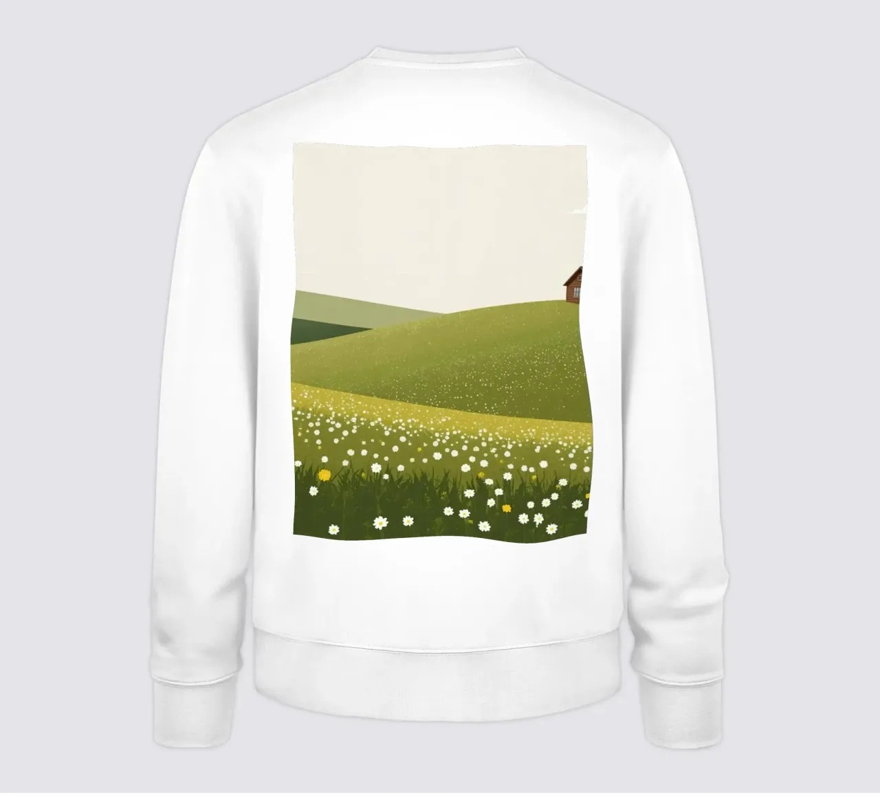 Cabina in cima a una collina di fiori selvatici felpa da DesignDoodle
