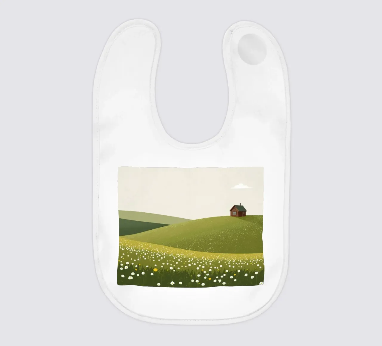 Cabina in cima a una collina di fiori selvatici bavaglino da DesignDoodle