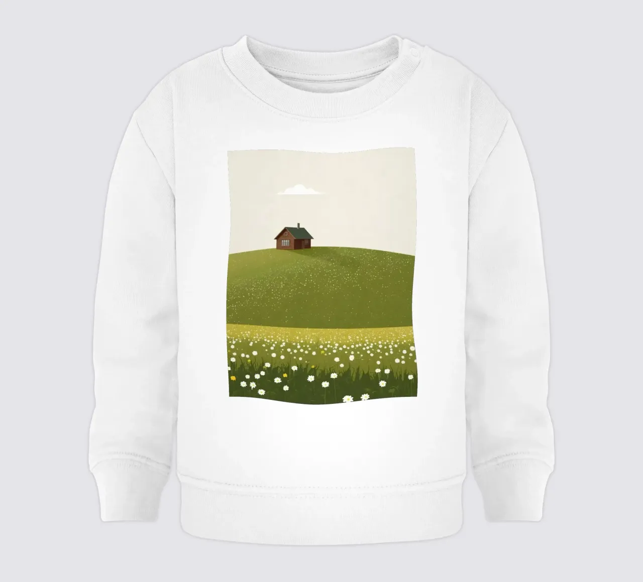 Cabina in cima a una collina di fiori selvatici felpa neonato da DesignDoodle
