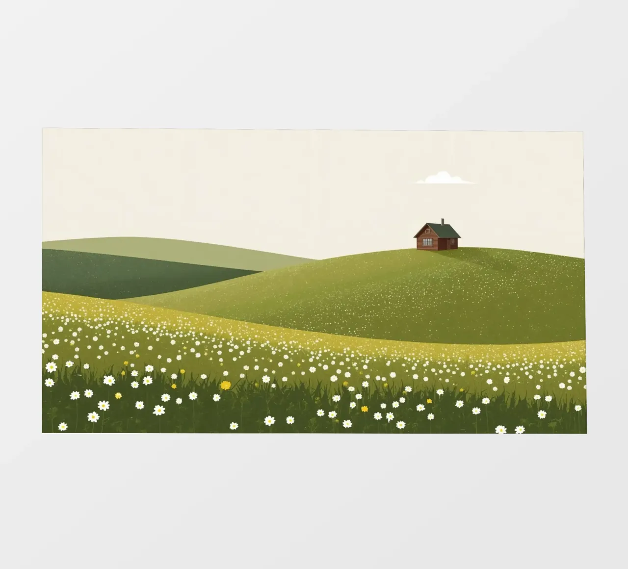 Cabina in cima a una collina di fiori selvatici telo in pvc da DesignDoodle