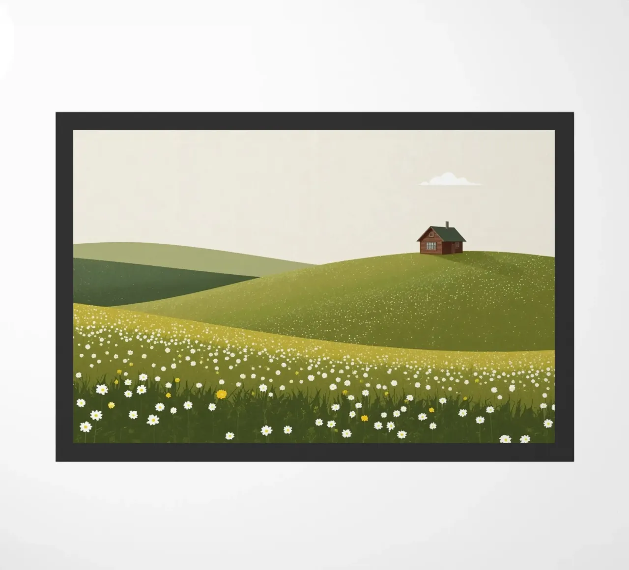 Cabina in cima a una collina di fiori selvatici zerbino da DesignDoodle