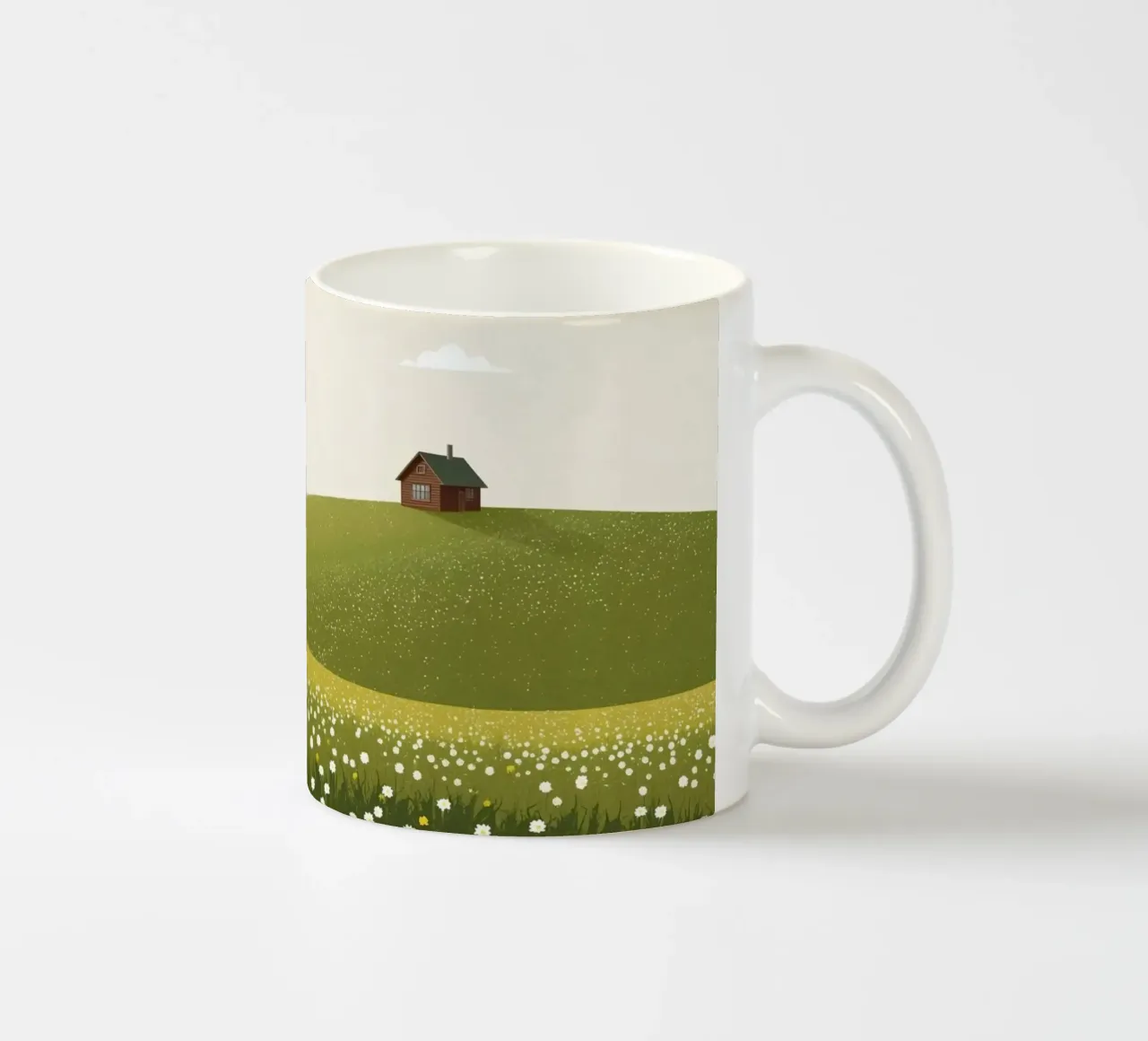 Cabina in cima a una collina di fiori selvatici tazza in ceramica da DesignDoodle