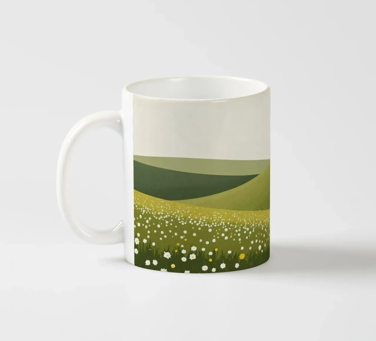Cabina in cima a una collina di fiori selvatici tazza in ceramica da DesignDoodle