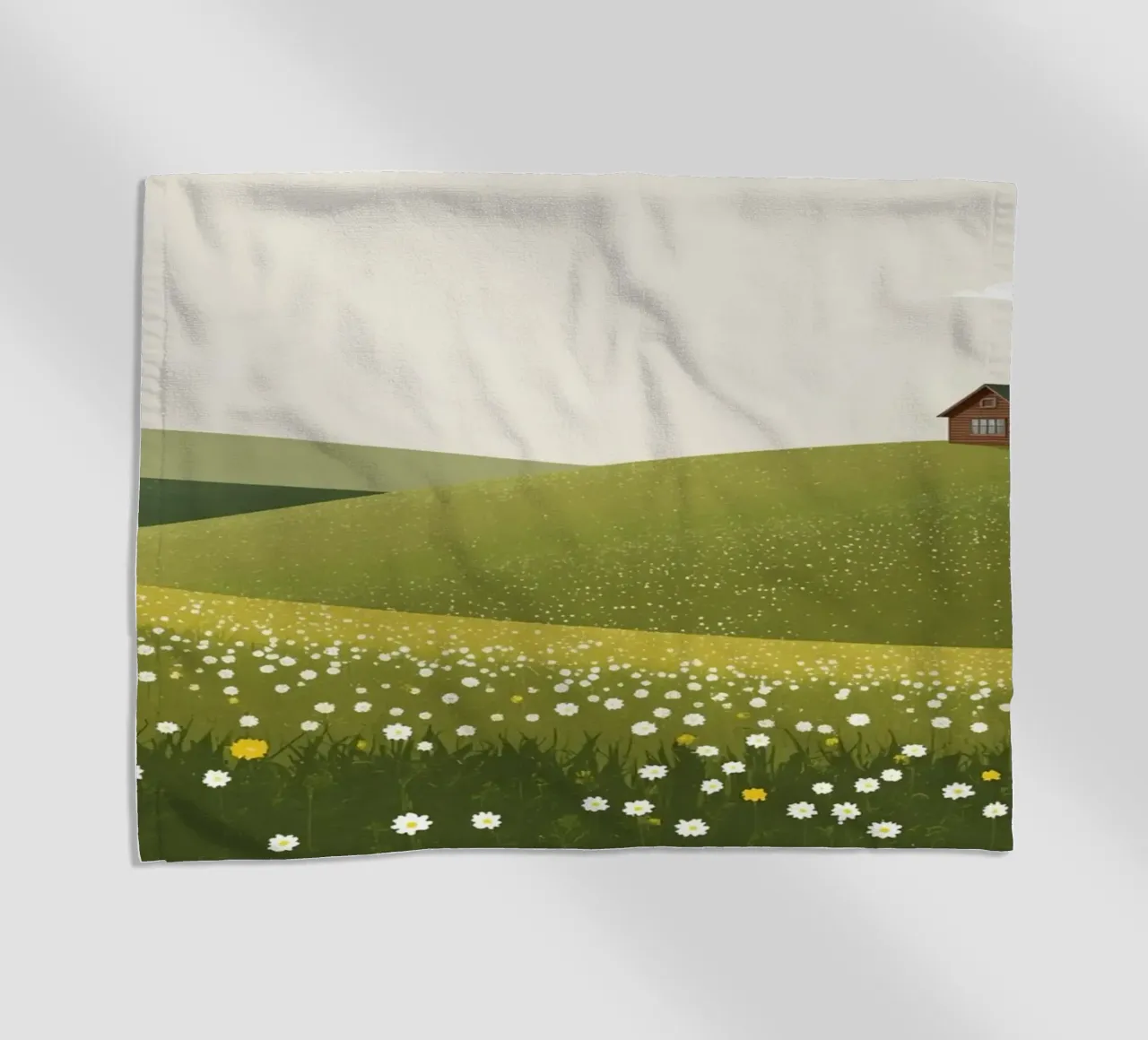 Cabina in cima a una collina di fiori selvatici telo mare da DesignDoodle