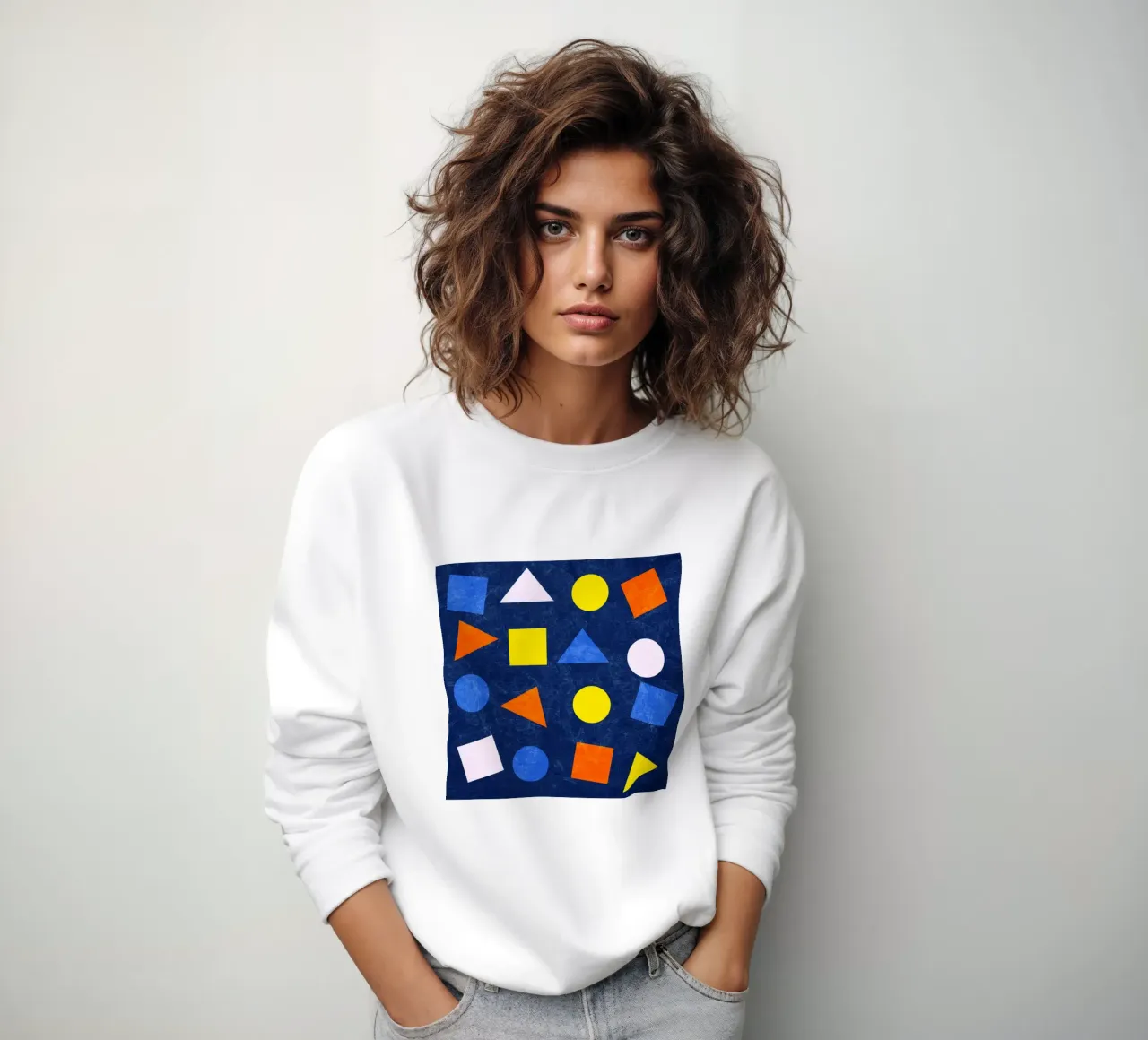 Forme geometriche colorate - Arancione, blu e giallo felpa da lovely lines