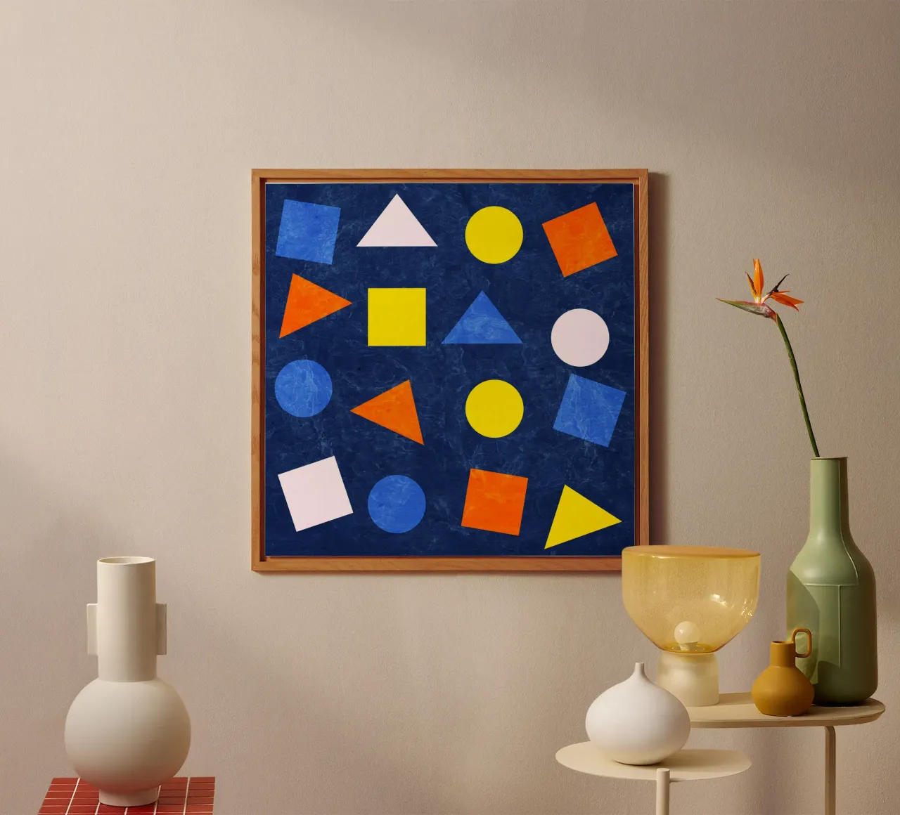 Forme geometriche colorate - Arancione, blu e giallo alluminio dibond da lovely lines