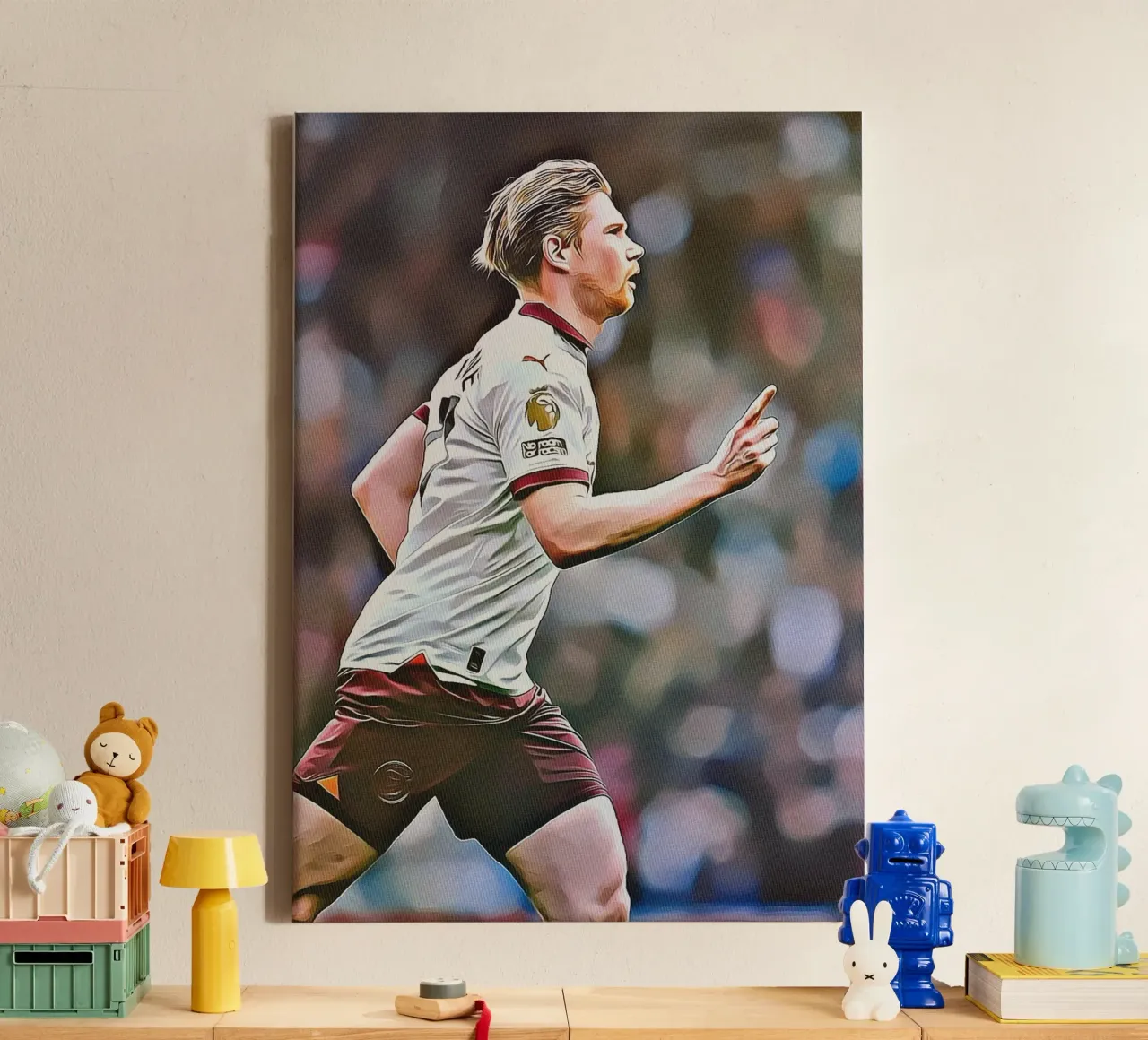 Kevin De Bruyne Running Celebration Maglia Premier League Po tela con Cornice a cassetta da ArdanART