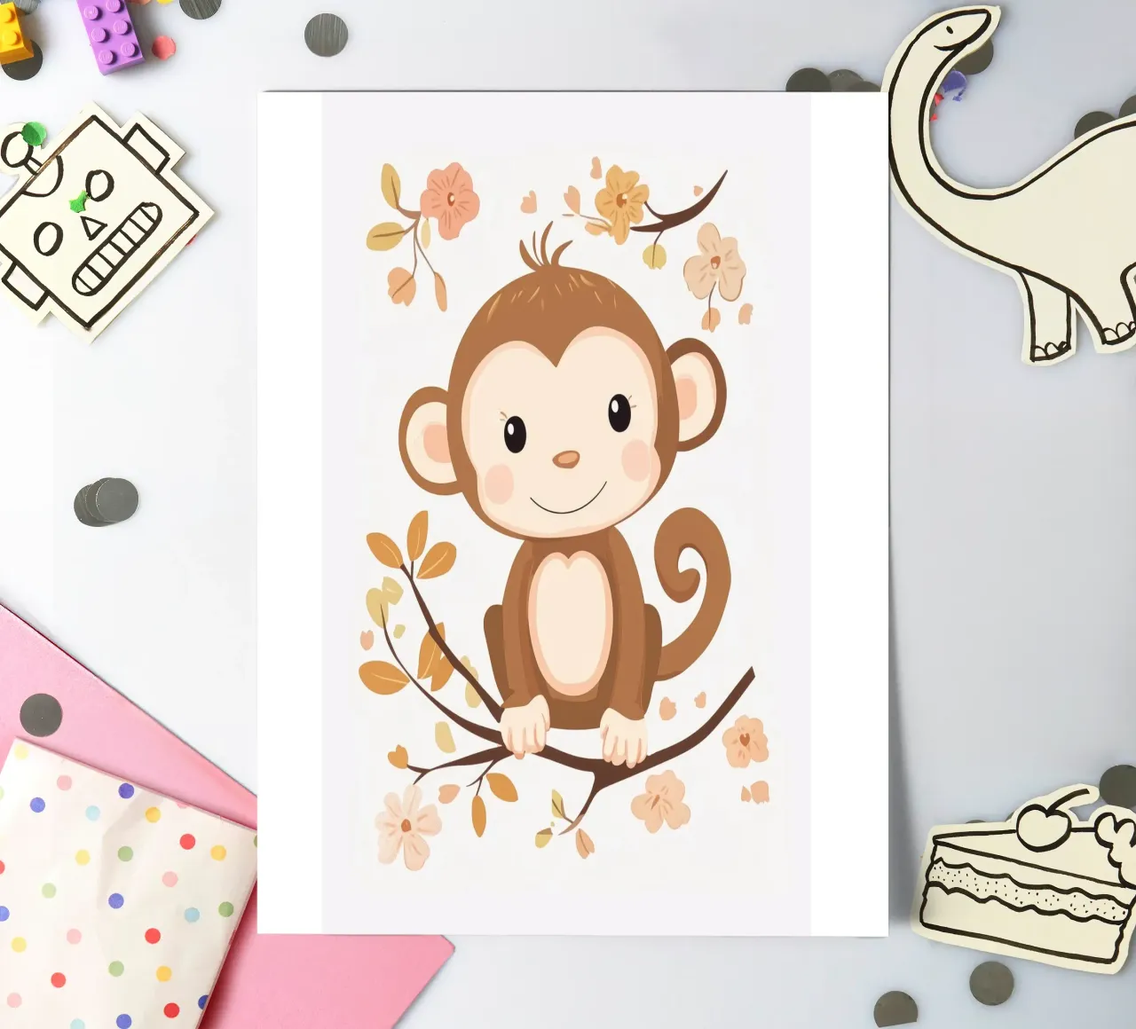 Whimsical Monkey sticker sheet by Happy Littles