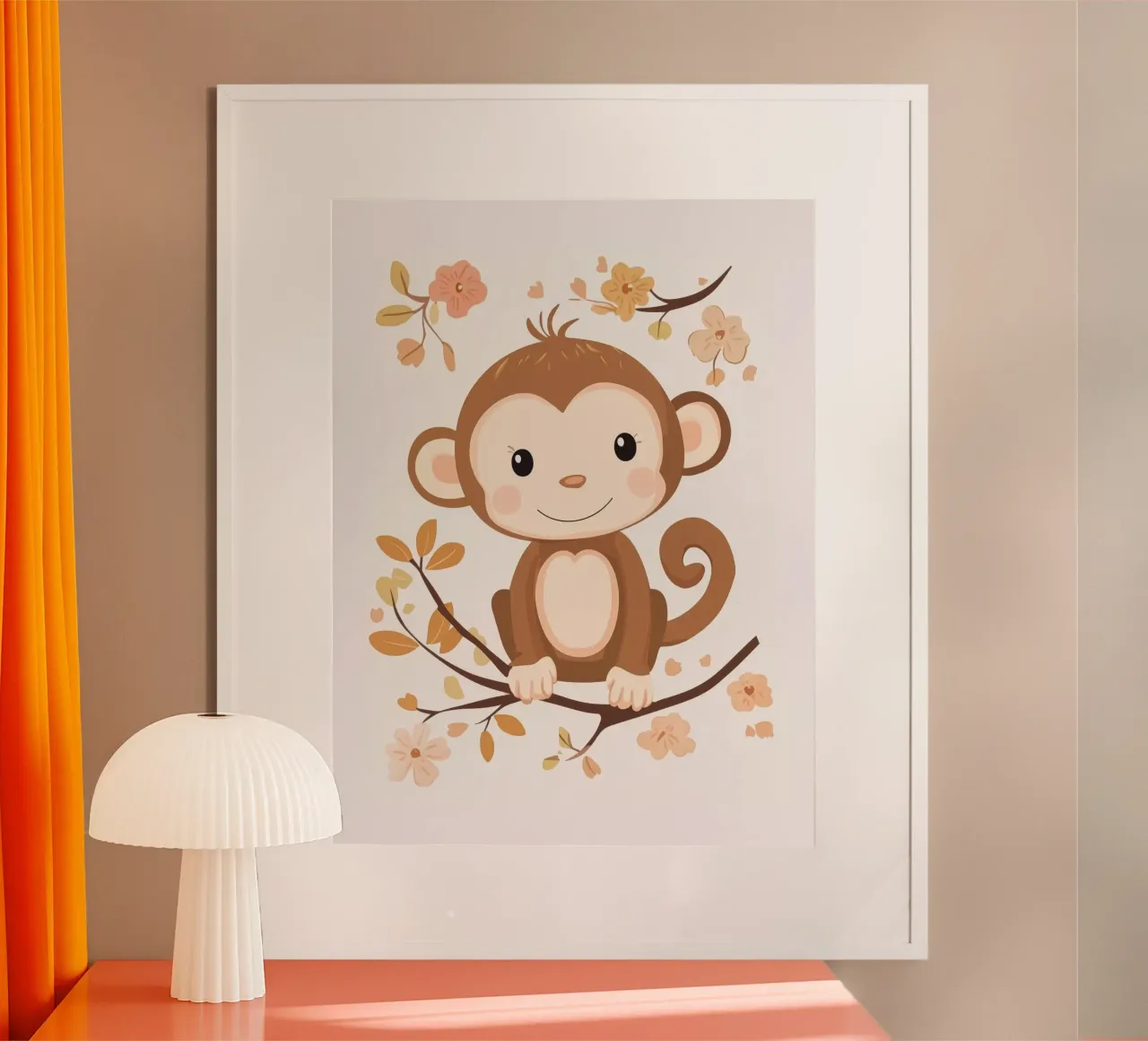 Scimmia capricciosa poster con telaio in legno da Happy Littles