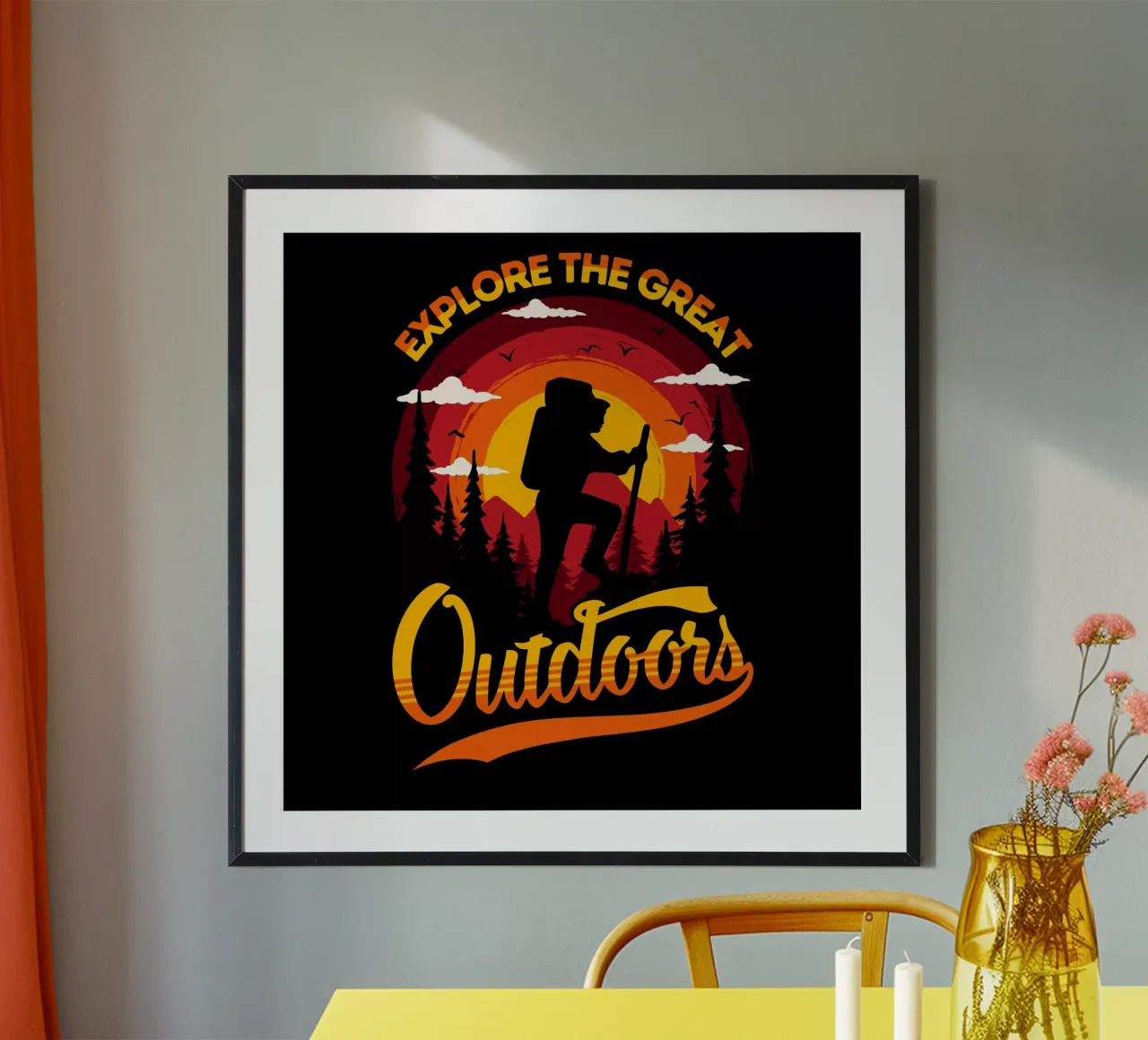 Explore The Great Outdoors poster with wooden frame by LM2KONE