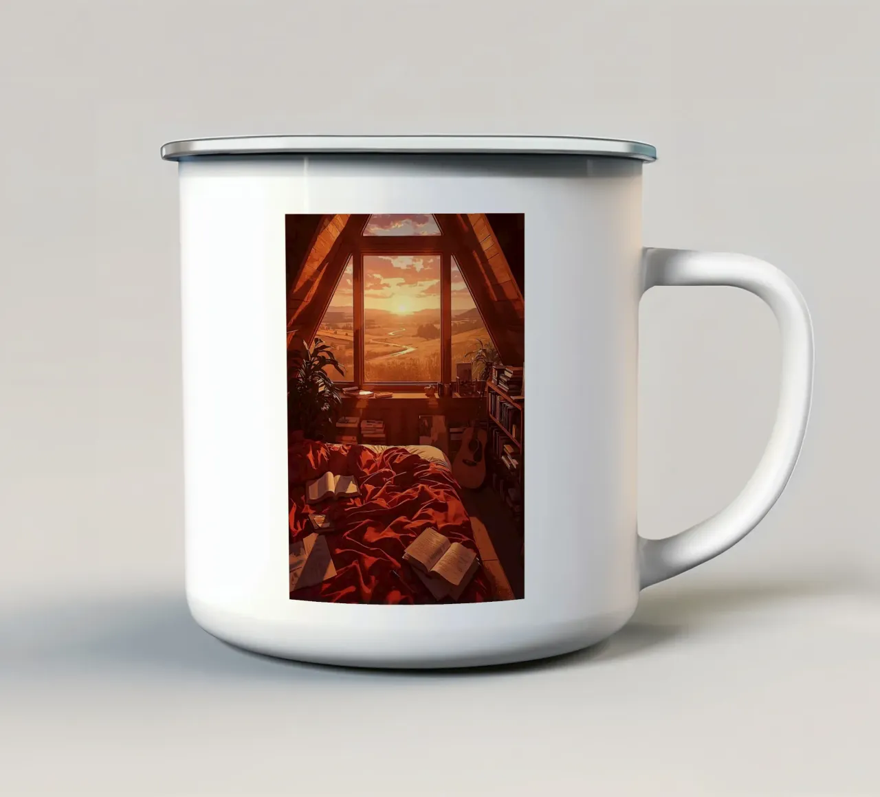 Mattina d'oro in soffitta tazza in smalto da van hellen
