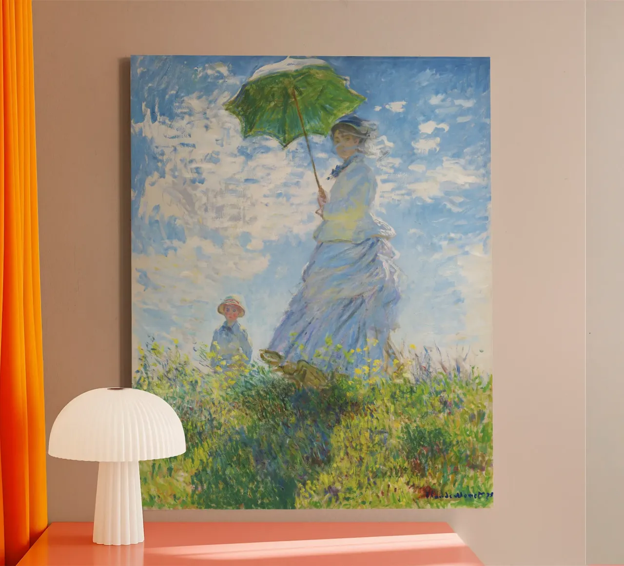 Donna con ombrellino - Claude Monet (1875) tela con Cornice a cassetta da Jolie Prints