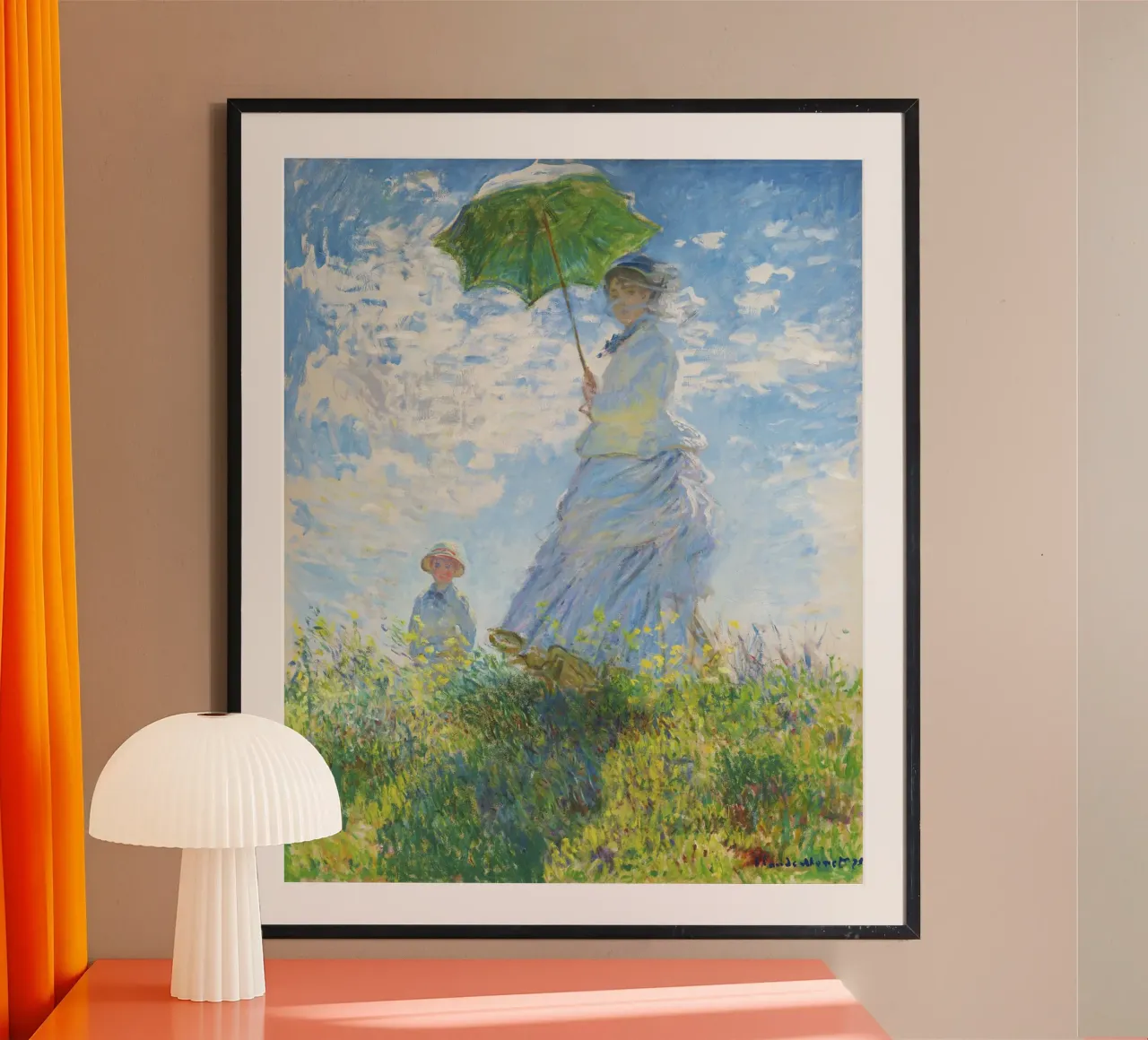 Donna con ombrellino - Claude Monet (1875) poster con telaio in alluminio da Jolie Prints